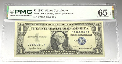 1957 silver certificate pmg - 1957, $1