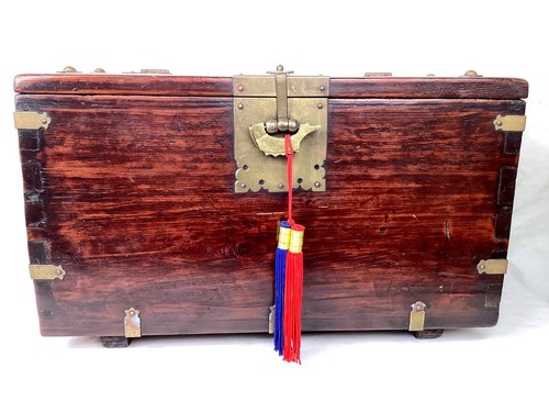 Antique korean coin box with - antique,